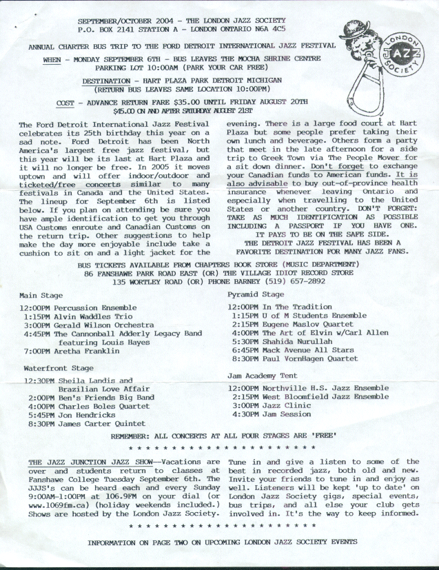 Sept/Oct, 2004 LJS Newsletter Page One